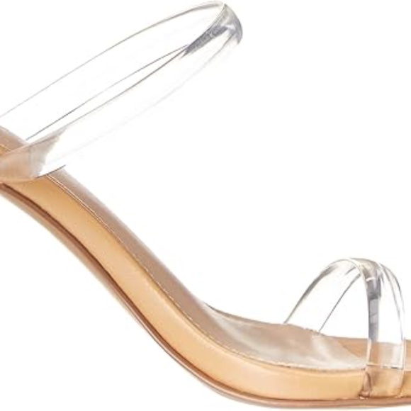 NWT - The Drop Avery Square Toe 2 Strap High Heeled Sandal - Tan / Clear - 7.0 - Picture 6 of 7